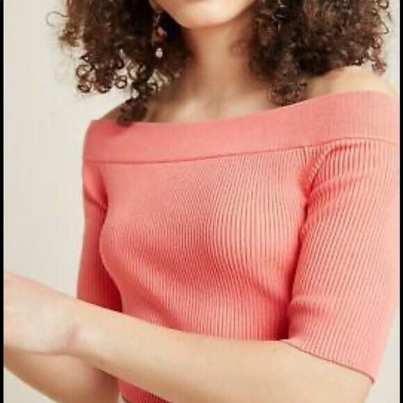 Anthropologie Tops - NEW Anthropologie Coral Ribbed Off-The-Shoulder Top Size 1X